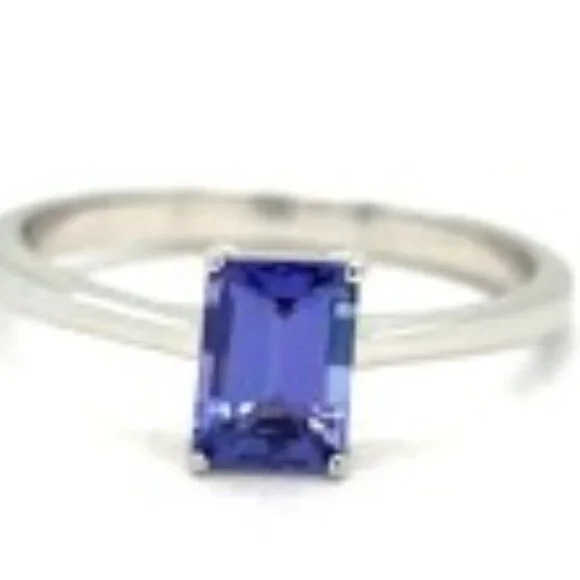 18k Tanzanite Vibrant Bue Lavender Solitaire Engagement White Gold Ring - Picture 7 of 7